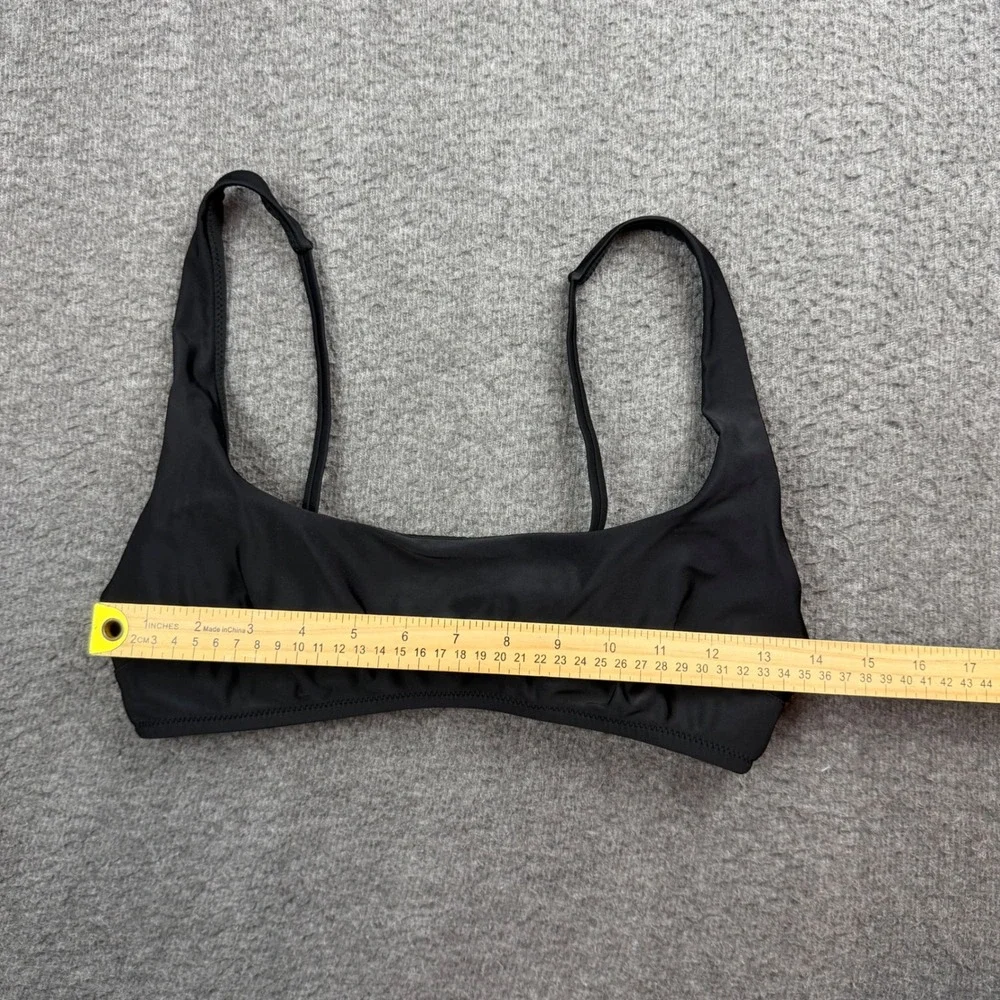 Aerie Bikini Top Women's Medium Black Scoop Neck Bow Back Adjustable‎ Straps